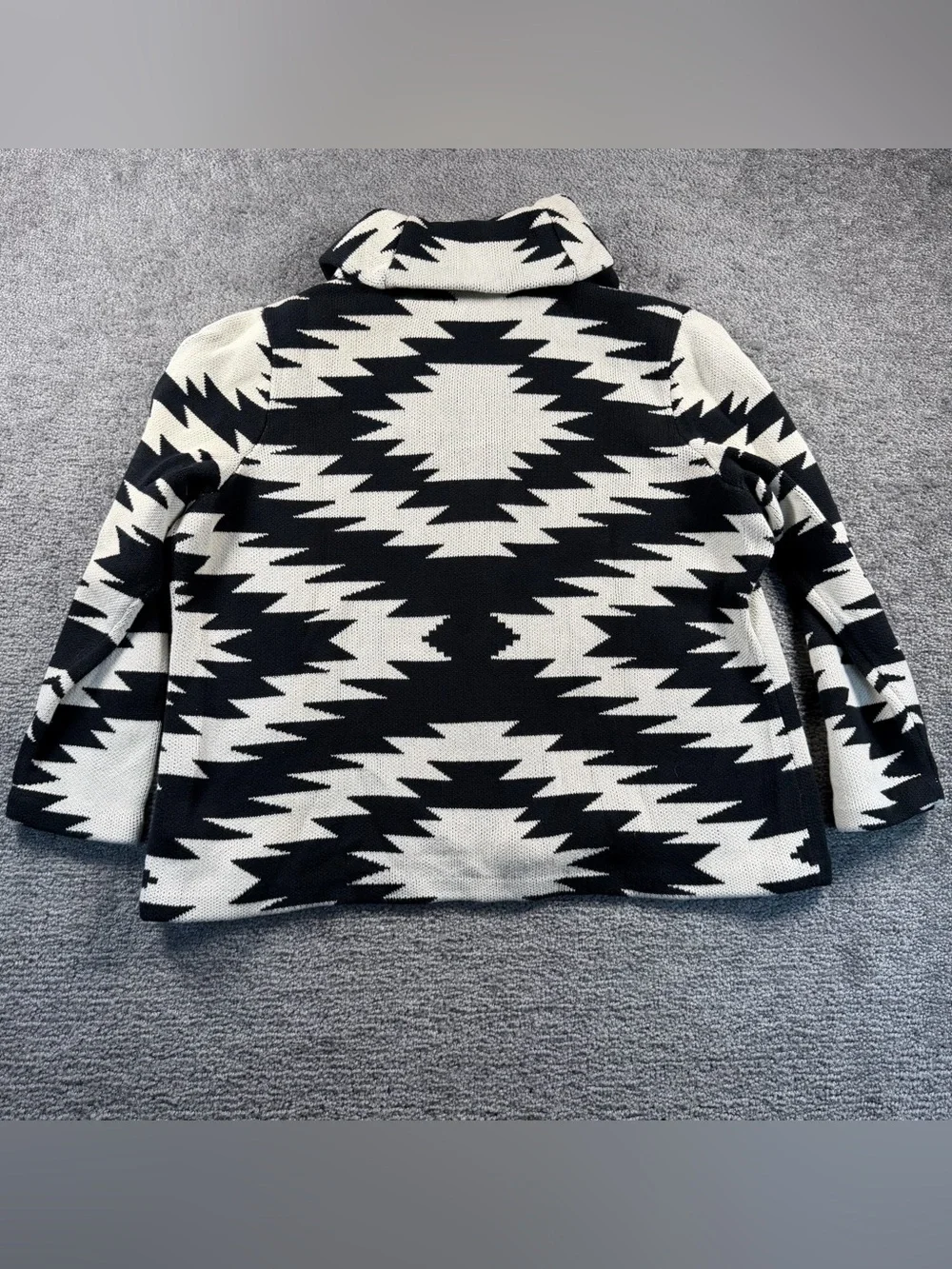 Chaps Aztec Geometric Button Up Cardigan Black & White Size 2X Womens Zebra Cowl